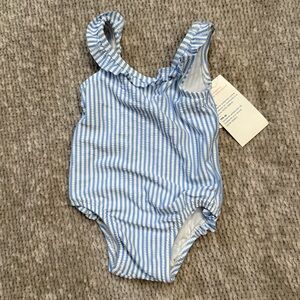 NWT Old Navy Baby Girl Seersucker Swimsuit UPF 40 | 3–6M Preppy Resortwear